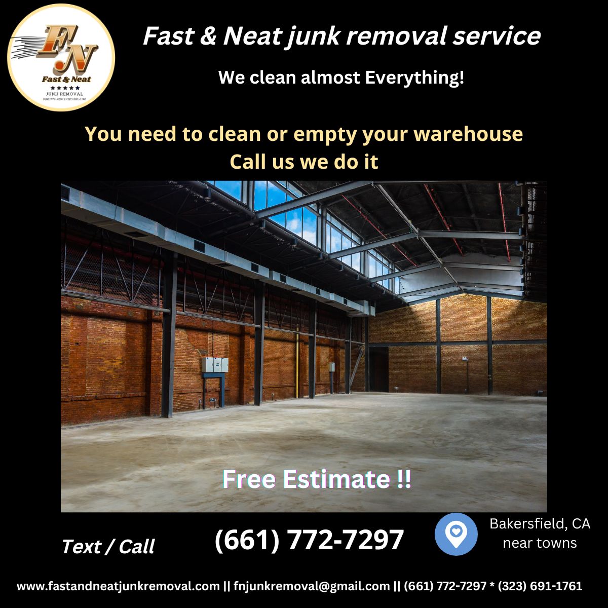 Clean warehouse Fast and neat junk removal