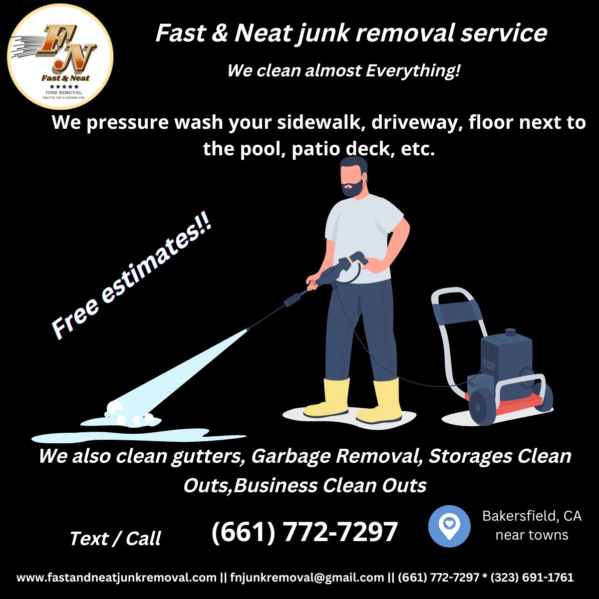 We pressure wash your driveway and more Fast and Neat junk removal