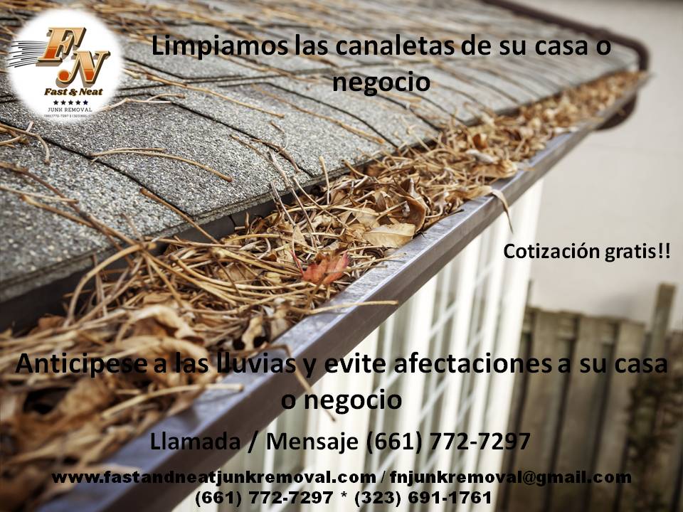 Limpiamos Canaletas de techo Bakersfield Fast and Neat Cleaning Services